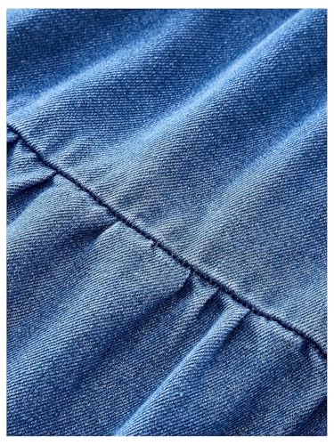 SweatyRocks Women's Plus Size Denim Dress Sleeveless Lace Up Backless Flared Ruffle Jean Dress4