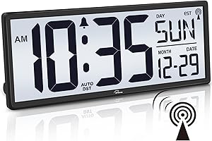 WallarGe Backlight Atomic Clock, 14.5'' Large Digital Wall Clock with Backlight