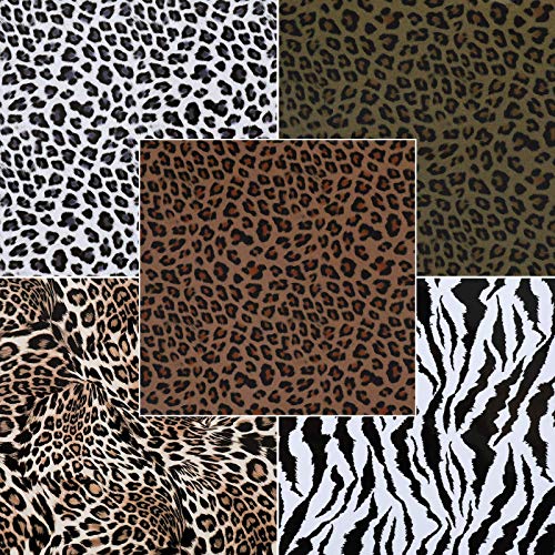5 Pcs Iron on Heat Transfer Vinyl, 12  x 10  Leopard Cheetah Pattern Animal Print HTV with Film for T-Shirts, Hats and DIY Crafts, Compatible with Cricut, Cameo, Heat Press Machines