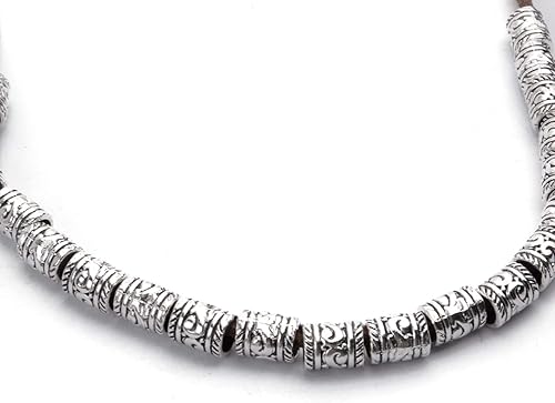 Miniatura 4 de BronaGrand 100 cuentas espaciadoras de plata antigua, cuentas de agujero grande, cuentas de tubo hueco para pulseras y collares de bricolaje