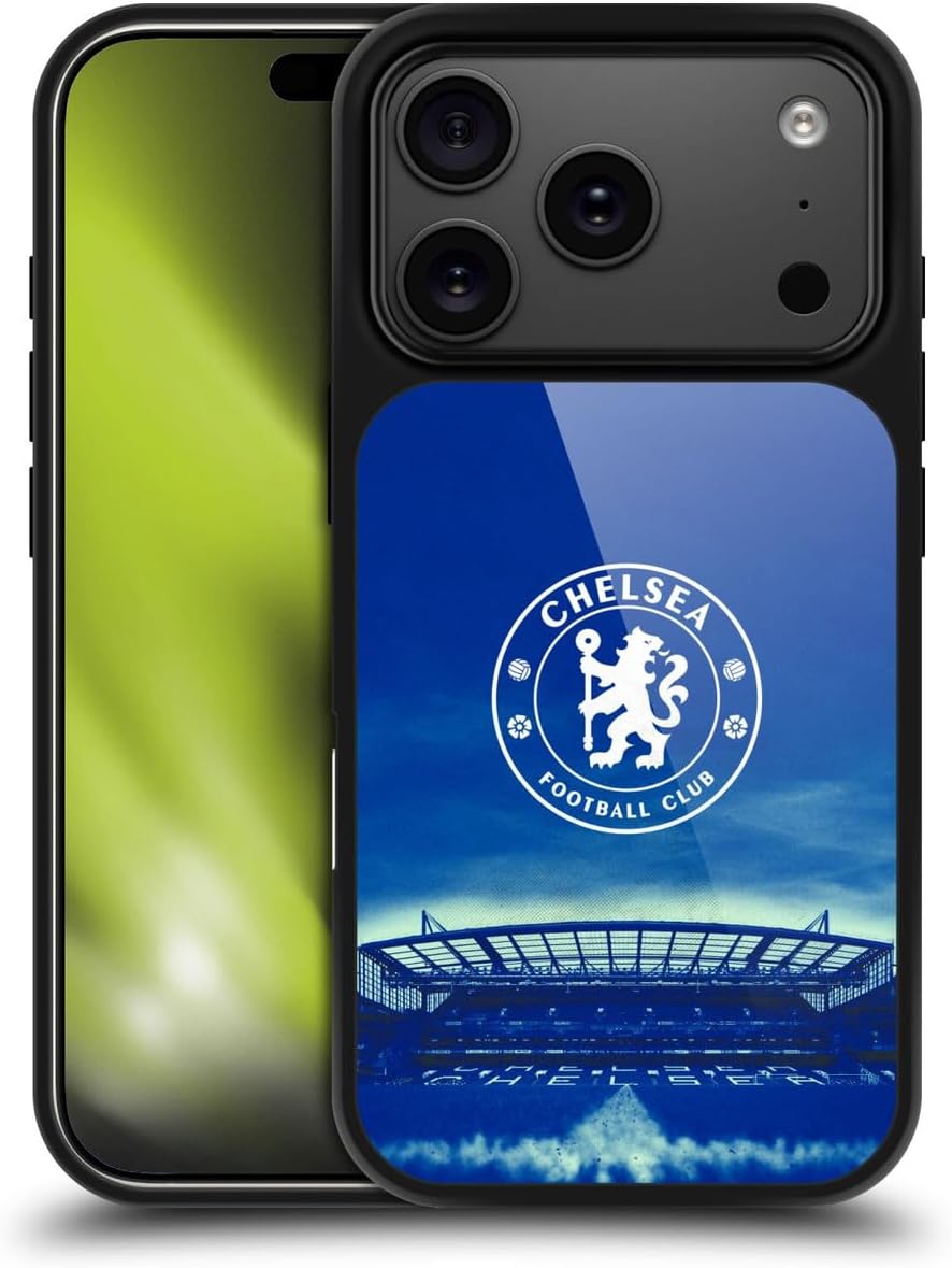 Head Case Designs Officially Licensed Chelsea Football Club Logo Retro Kit and Stadium Gel Armour Case [Military Grade Protection] Compatible with Apple iPhone 17 Pro