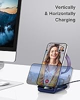 Vista 5 de Wireless Charging Station,3 in 1 Charging Stand Made for Apple Watch Ultra 11 10 9 8 7 6 SE 5 4 3,Fast Wireless Charger Made for iPhone Azul