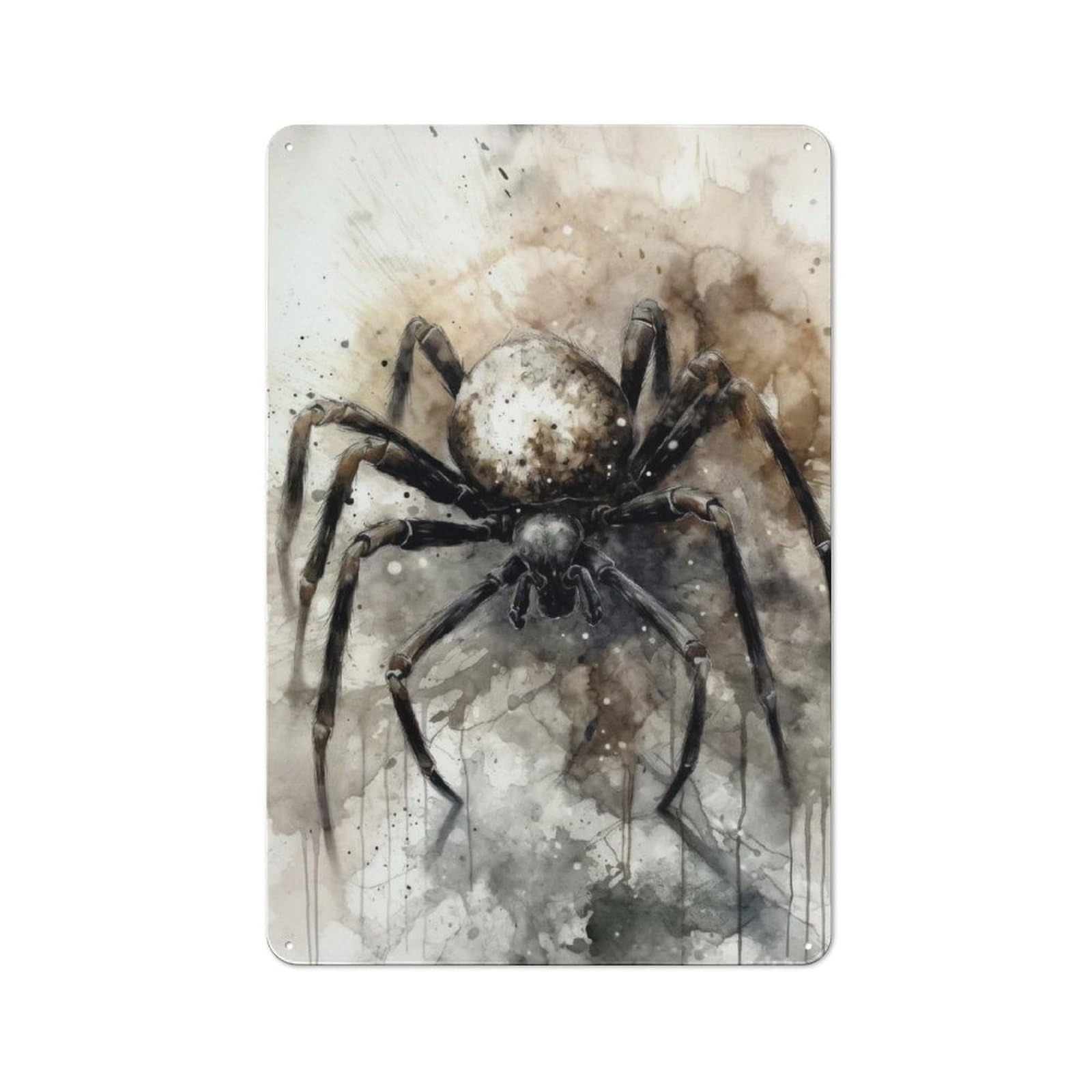 Junmoney Spider Inked Arachnid For Man Cave Or Games Room, Retro Metal Plaque 30X20cm, For Metal Sign Collectors, For Garage And Workshop Walls