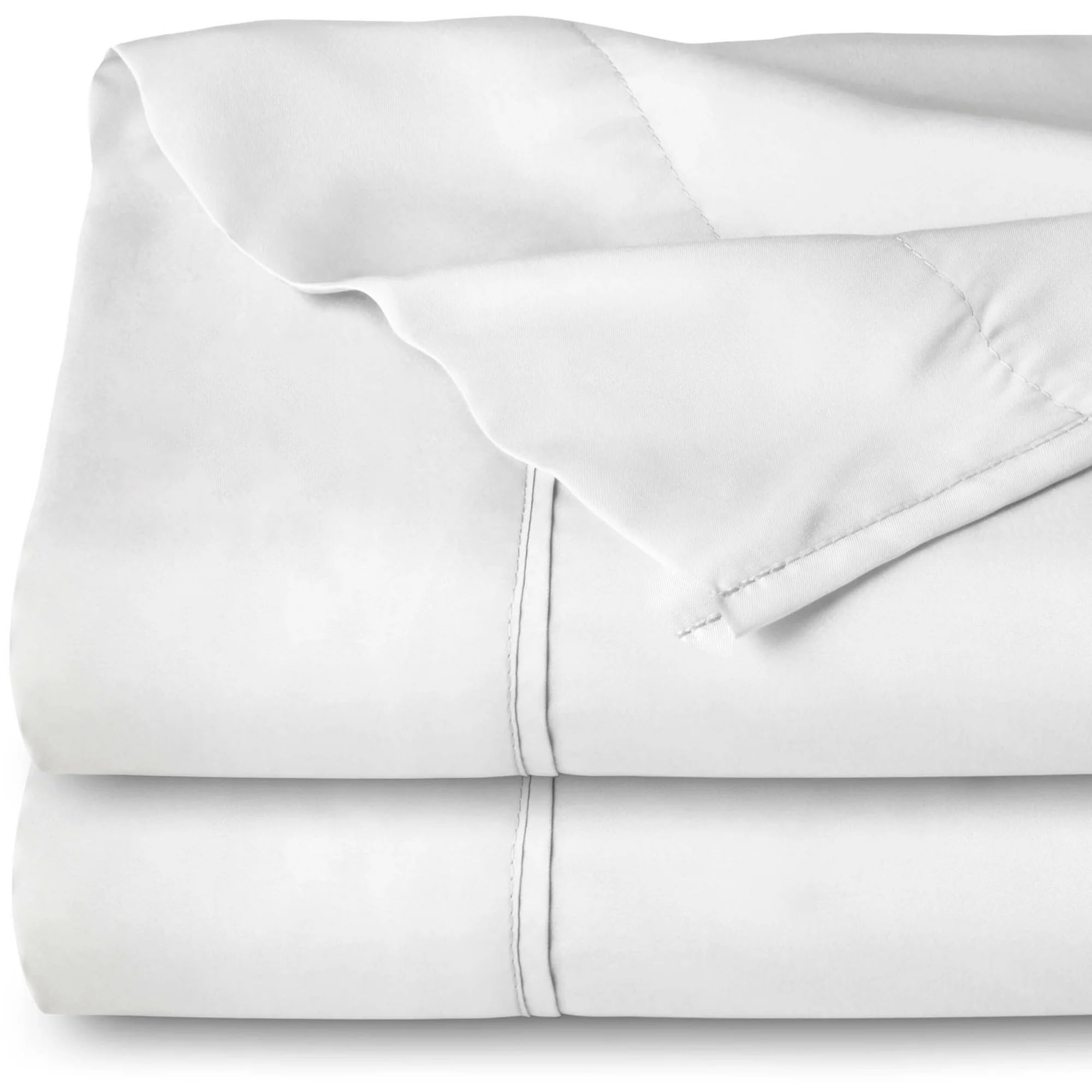 Yorkshire Bedding White Single Flat Sheet 100% Egyptian Cotton 200 Thread Count Hotel Quality 2 Pack Bed Sheets