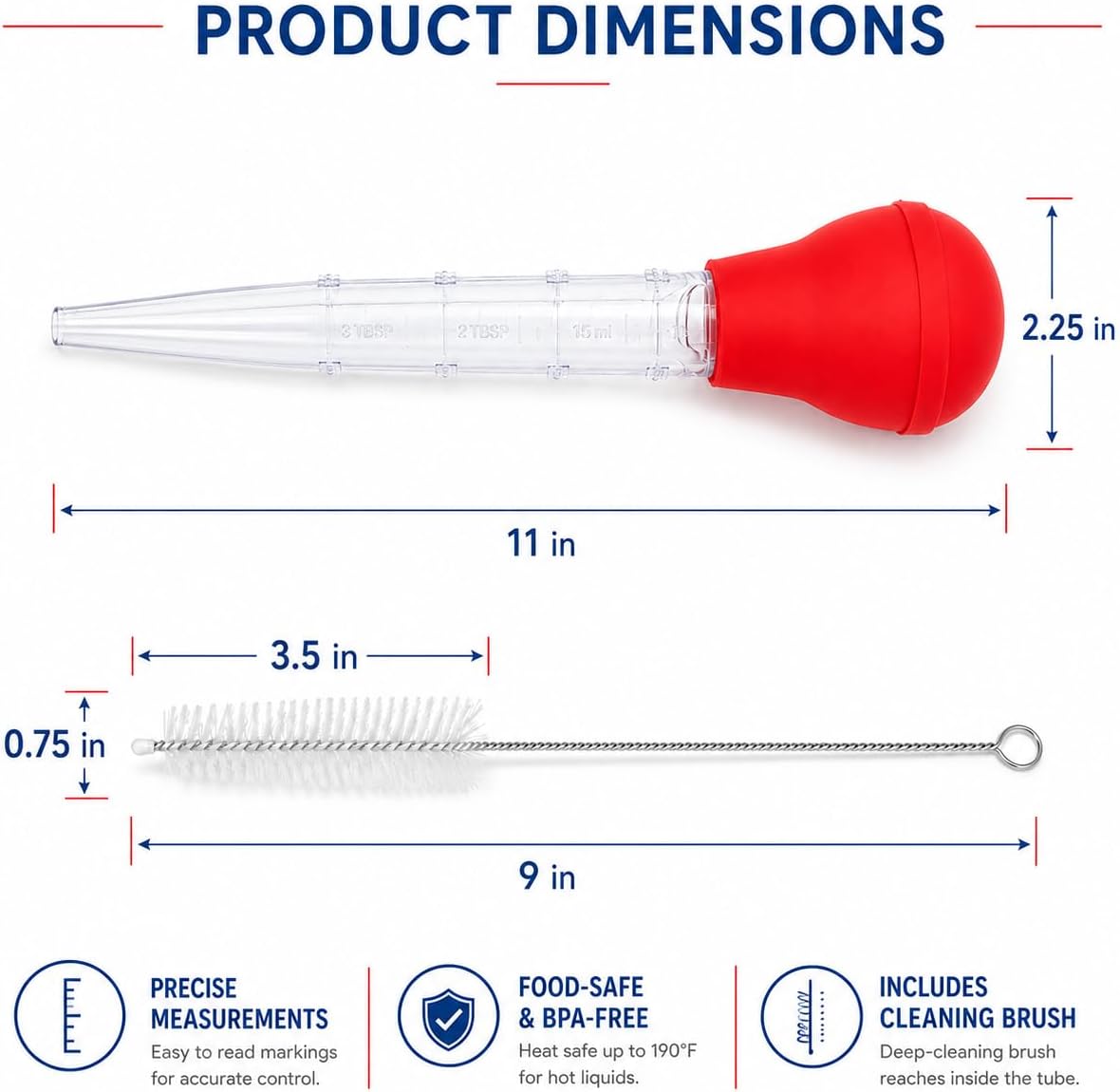 Handy Housewares Deluxe Turkey Baster with Cleaning Brush