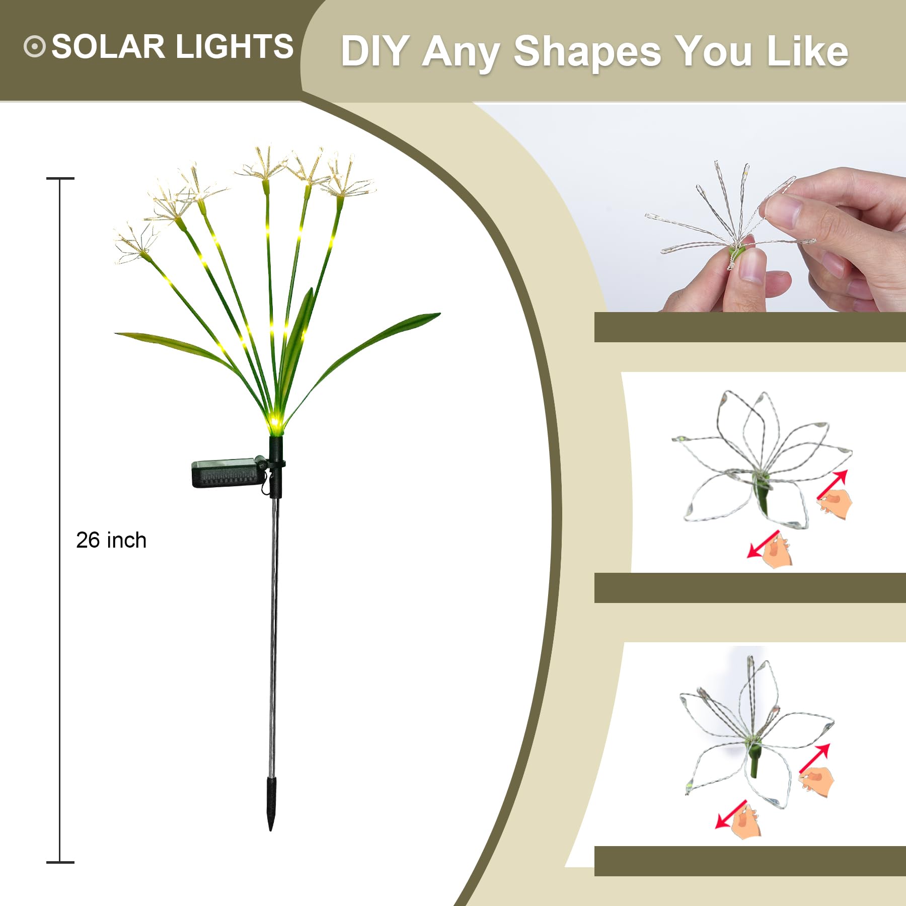 Gartendekoration, Außenleuchten, Solar-Gartenleuchten für Weihnachten im Freien, Feenfeuerwerk, dekorativ, solarbetriebene Dekoration für Hof, Weg, Blumenbeet, Pflanzgefäß, Balkon, Terrasse
