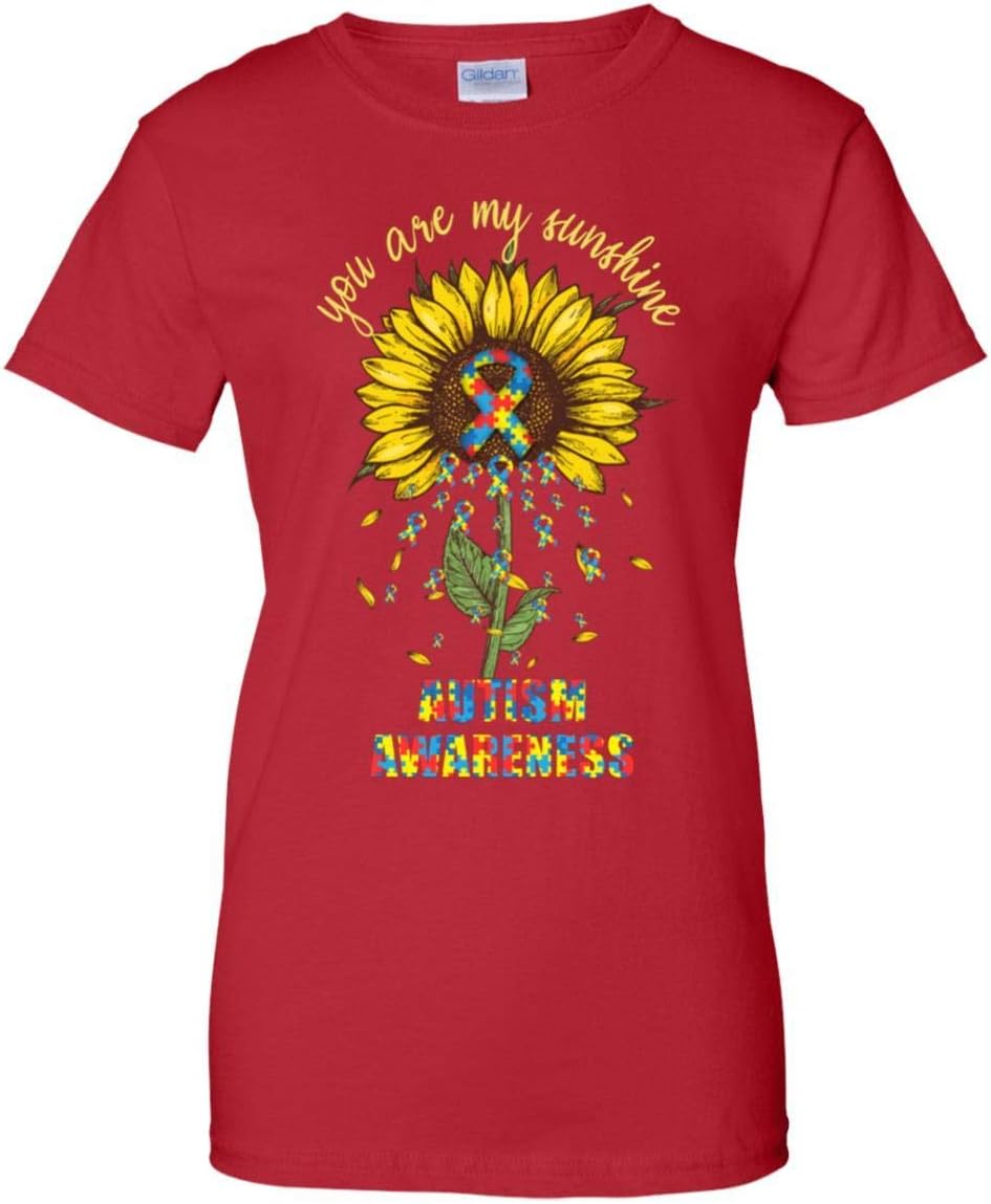 TeesPass Women's You are My Sunshine Autism Awareness Shirt Ladies' Short Sleeve Tee