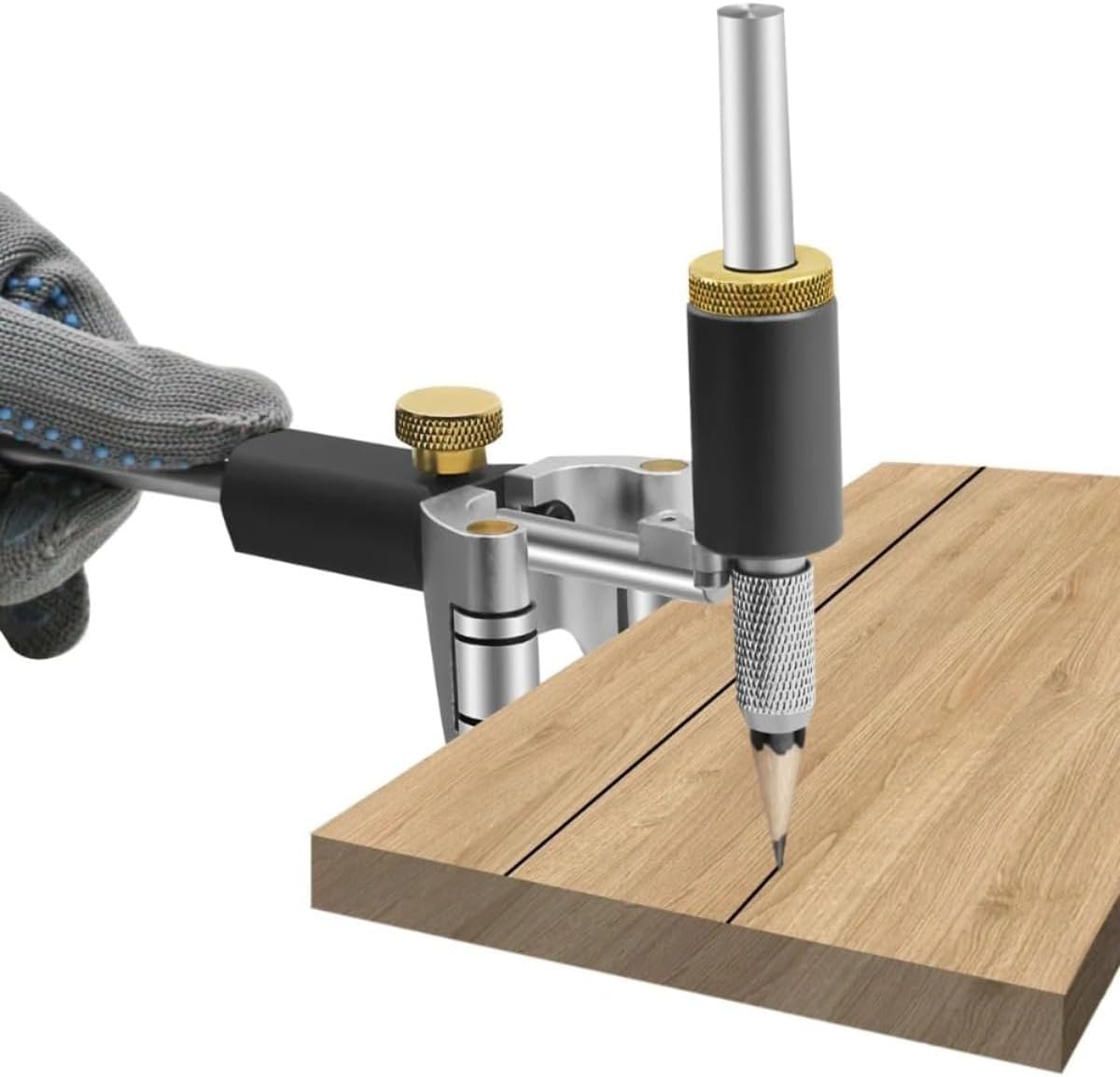 Wheel Marking Gauge, Wood Scribe Tool Parallel Scriber Sliding Mark Scraper Adjustable Linear Arc Dual-purpose Scriber