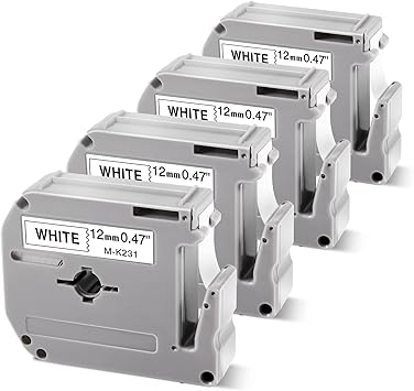 COLORWING M-K231 Replacement for Brother P Touch M Tape M-K231s MK231 M231 for Brother PTouch PT-M95 PT-90 PT-70 PT-65 PT-85 Label Maker Refills, 12mm ...