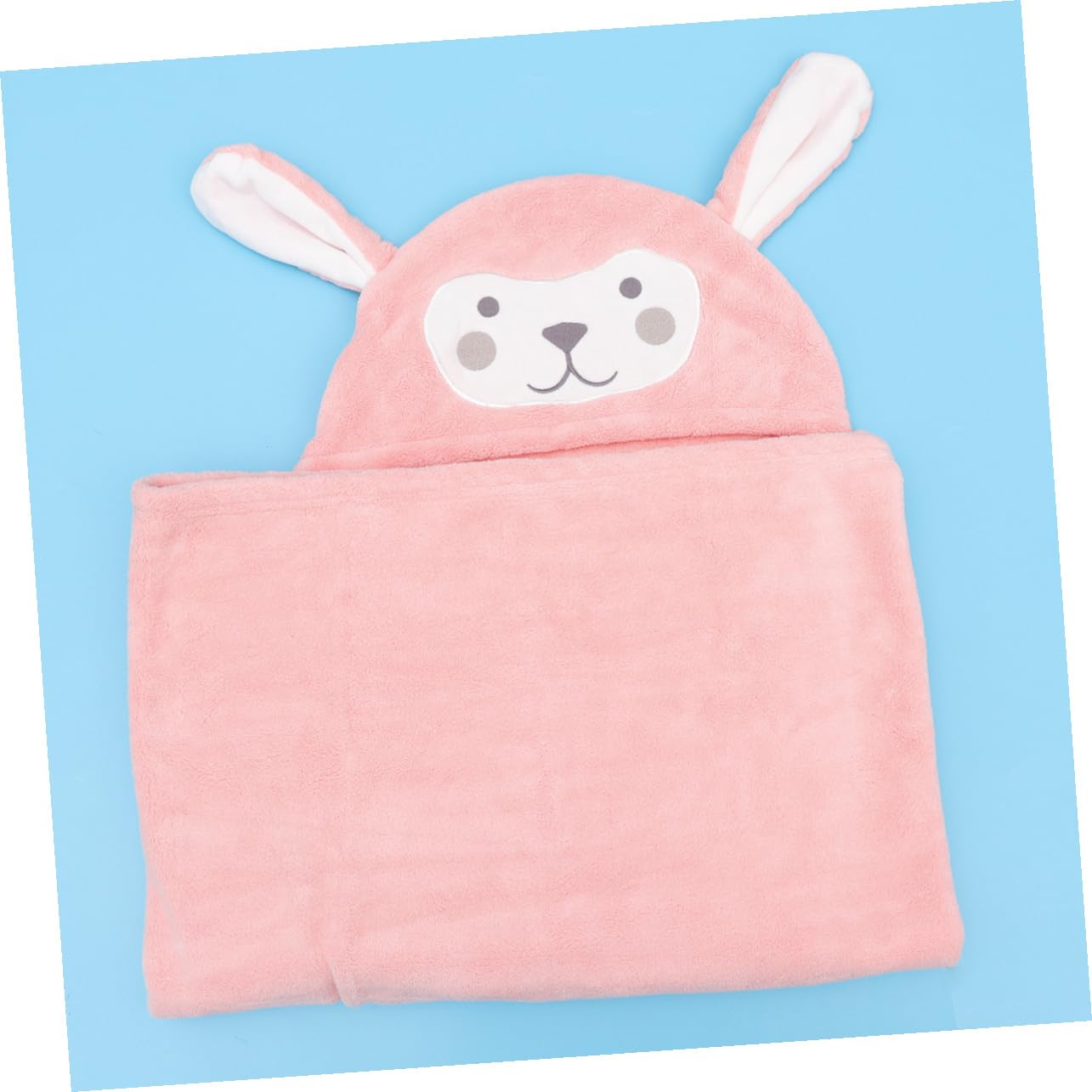 Toyvian Toalla de Baño y Diseño de Conejo Rosa Capucha de Forro Polar Coral para Niños Absorción Rápida Adecuado para Playa y Parque Acuático