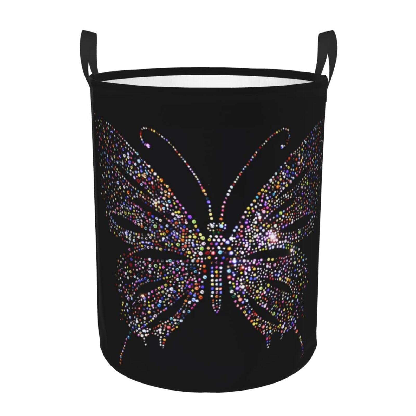 M Circular Hamper Flowering Butterfly Print Storage Basket for Home