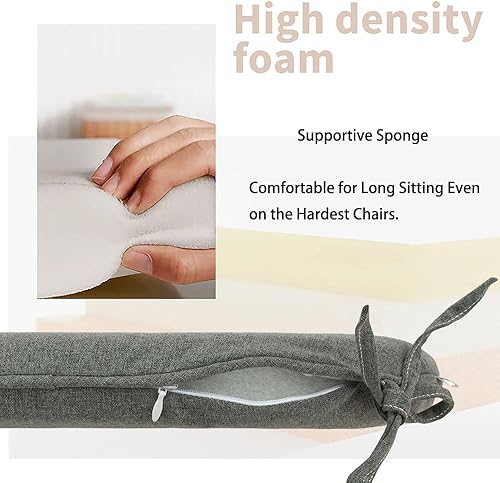 Miniatura 7 de Magpie Fabrics Juego de 2 cojines para sillas de exteriores e interiores de 17 x 16 x 2 pulgadas con lazos, impermeables, para todo tipo de clima,