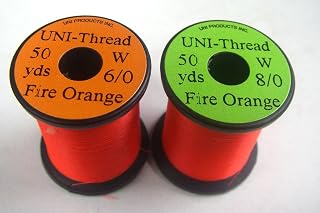 1 x UNI - filo Fly-legatura - FIRE ORANGE - 50 yards (45,72 m) - scelta della dimensione