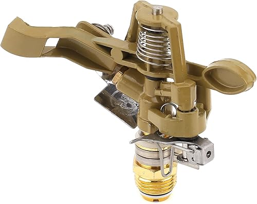 MroMax Cabezal de aspersor de impacto de aleación de zinc, cabezal de rociador resistente con boquillas, aspersores de jardín ajustables de 360