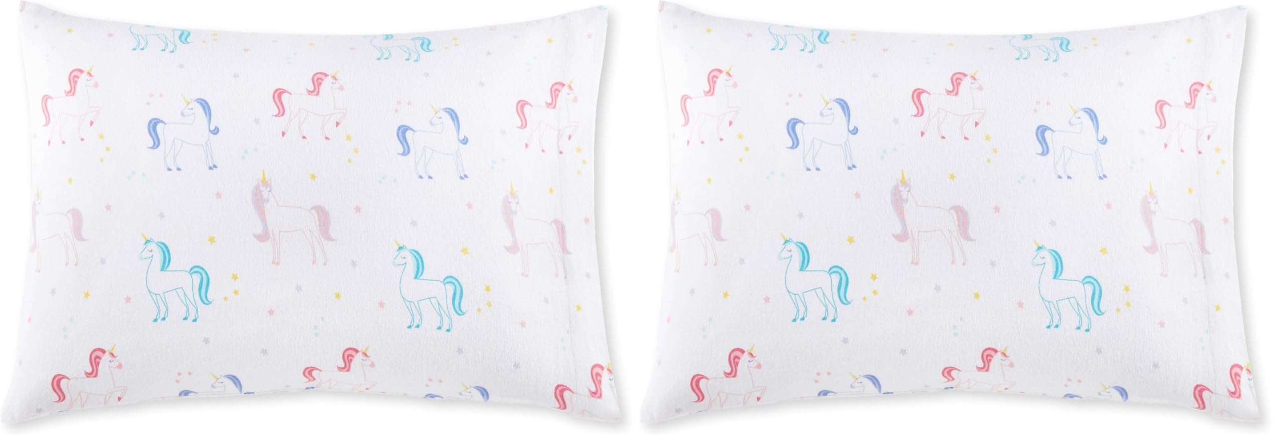 Wildkin Kids 100% Cotton Flannel Pillowcase – Soft, Breathable &amp; Standard Size - Unicorn (Pack of 2)