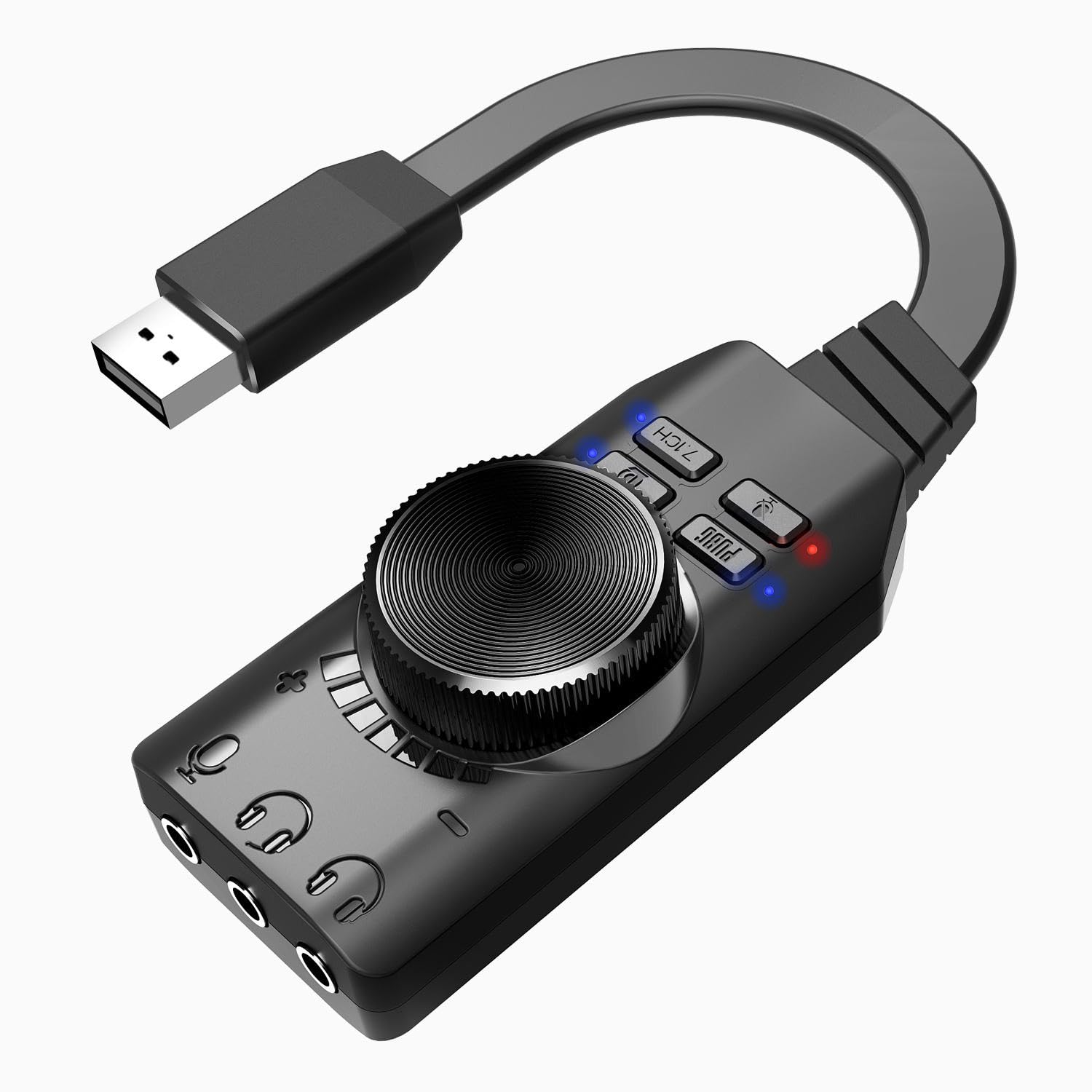 Virtual 7.1 Channel External USB Sound Card I LED Indicators I Both Single Jack and Dual Jack Headset Connection I Volume Adjust I Play and Plug | for Gaming Console, Laptop, PC-image-41