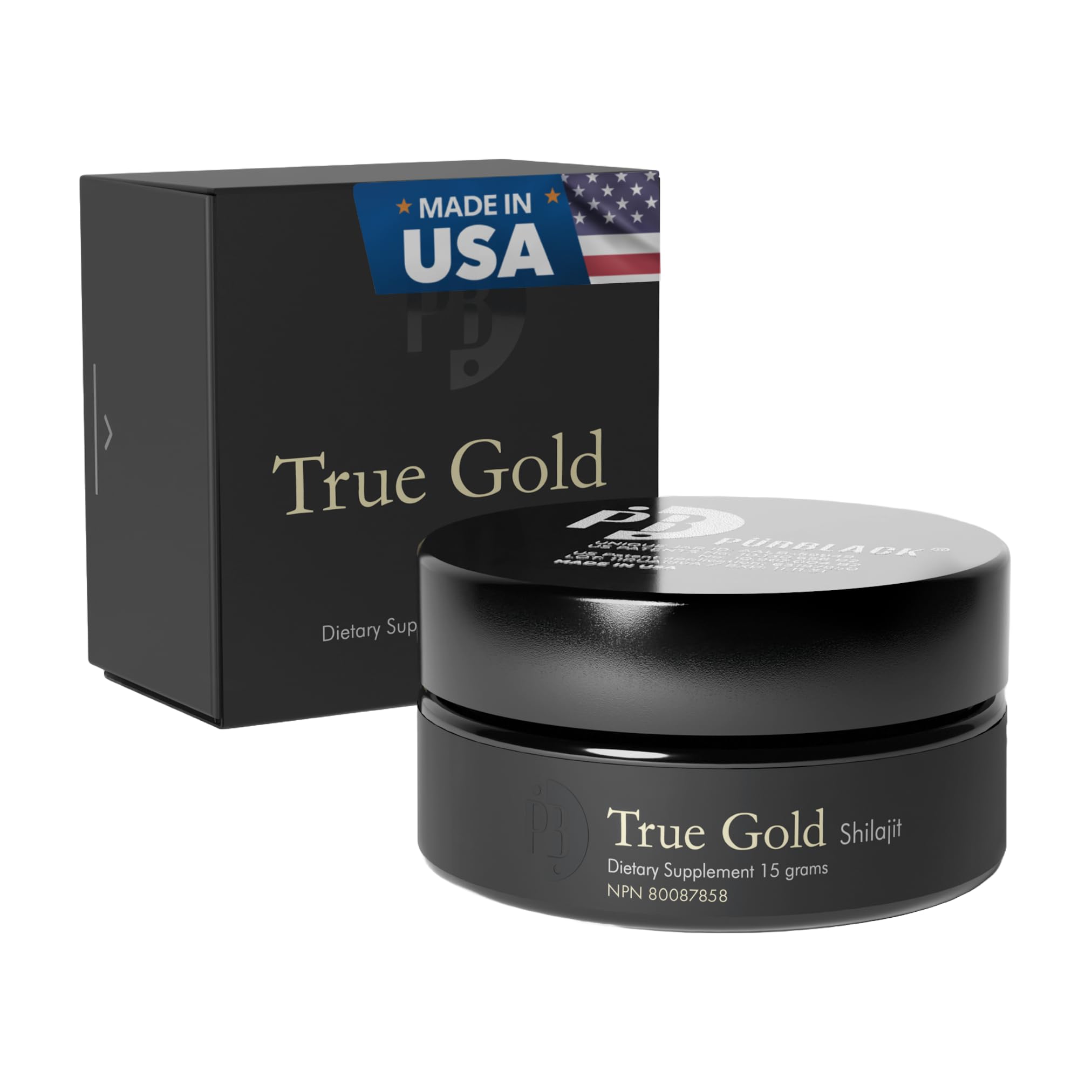 Purblack Pure Shilajit Resin, 85+ Trace Minerals, 30 Servings 15g Jar & Pürscale