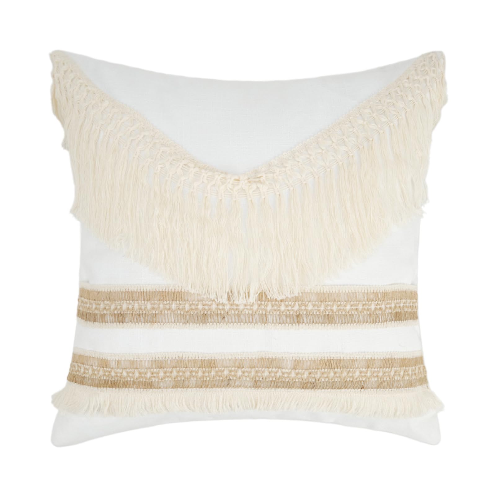 Hsioluted 1PC Pillow Case Neutral Pillow Covers 45x45cm Featuring Fringe and Tassels Addition to Any Room Decoration Fringe Throw Case