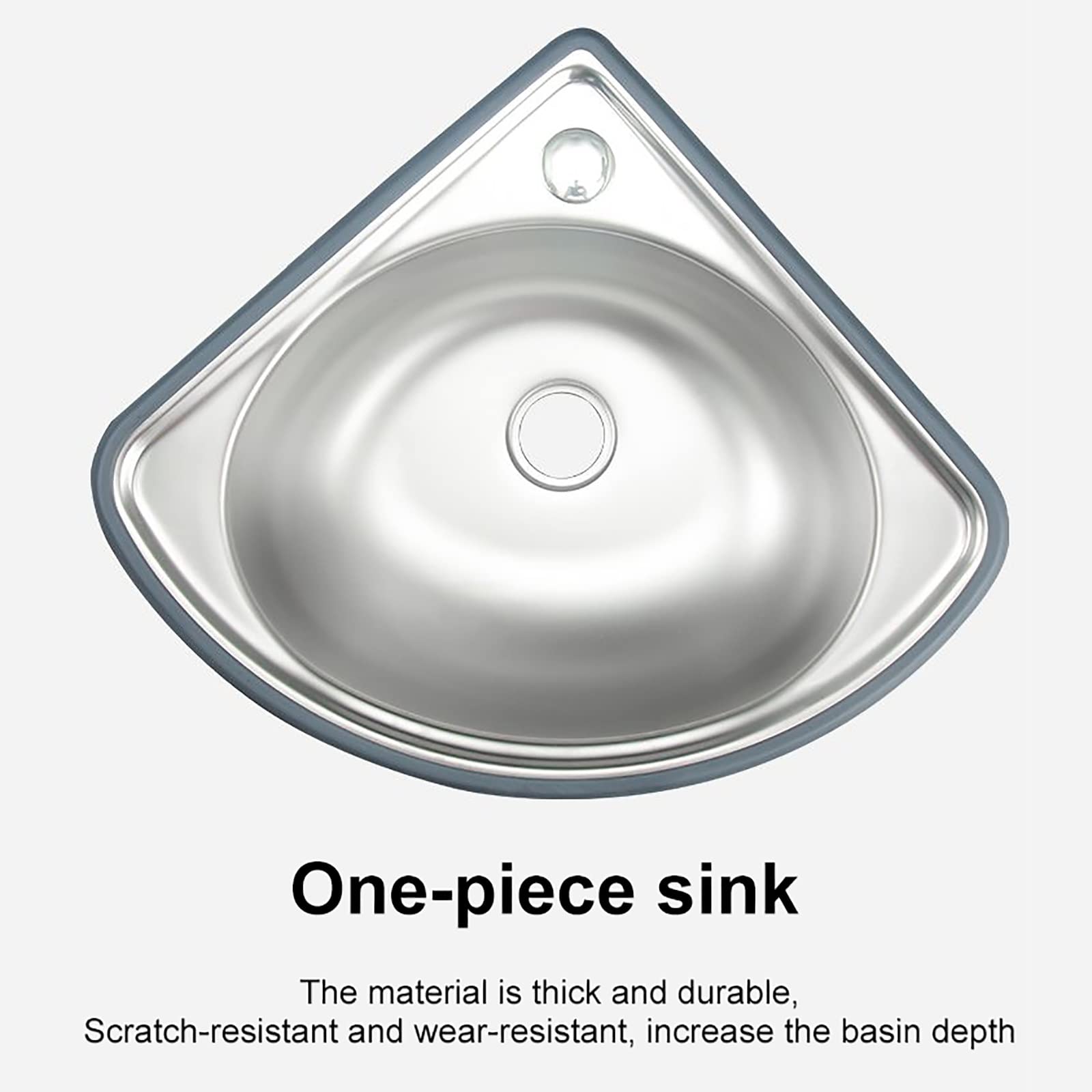 Fregadero De Cocina De Un Seno, Fregadero Independiente De Acero Inoxidable, Lavabo Triangular De Pared, con Grifo Y Tubería, Kit De Desagüe, para Restaurante, Cocina Y Hogar (Paquete B 33x37x15cm)