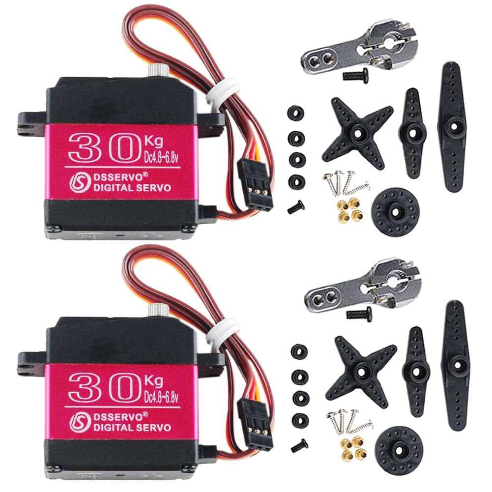 Stemedu 2PCS Upgraded 30KG Digital Servo Motor: 38kg.cm Torque, 0.09 sec/60° at 6.8V, High-Speed Steering for 1:10 & 1:8 RC Airplane Models, 180°