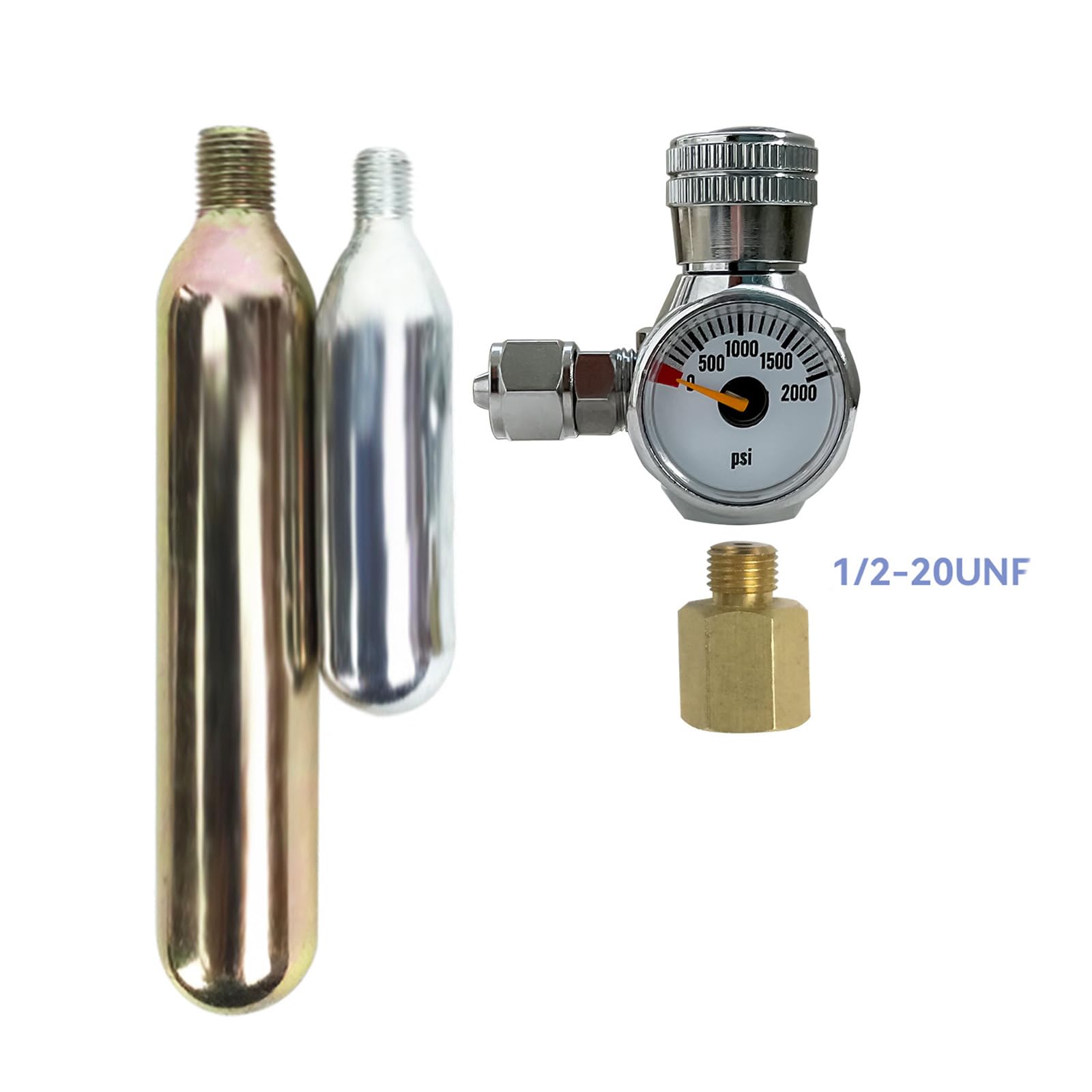 Regulador de flujo de CO2 de acero inoxidable 3/8-24UNF / 1/2-20UNF adaptador de rosca para cartuchos de 16G/33G Regulador de control de flujos finos