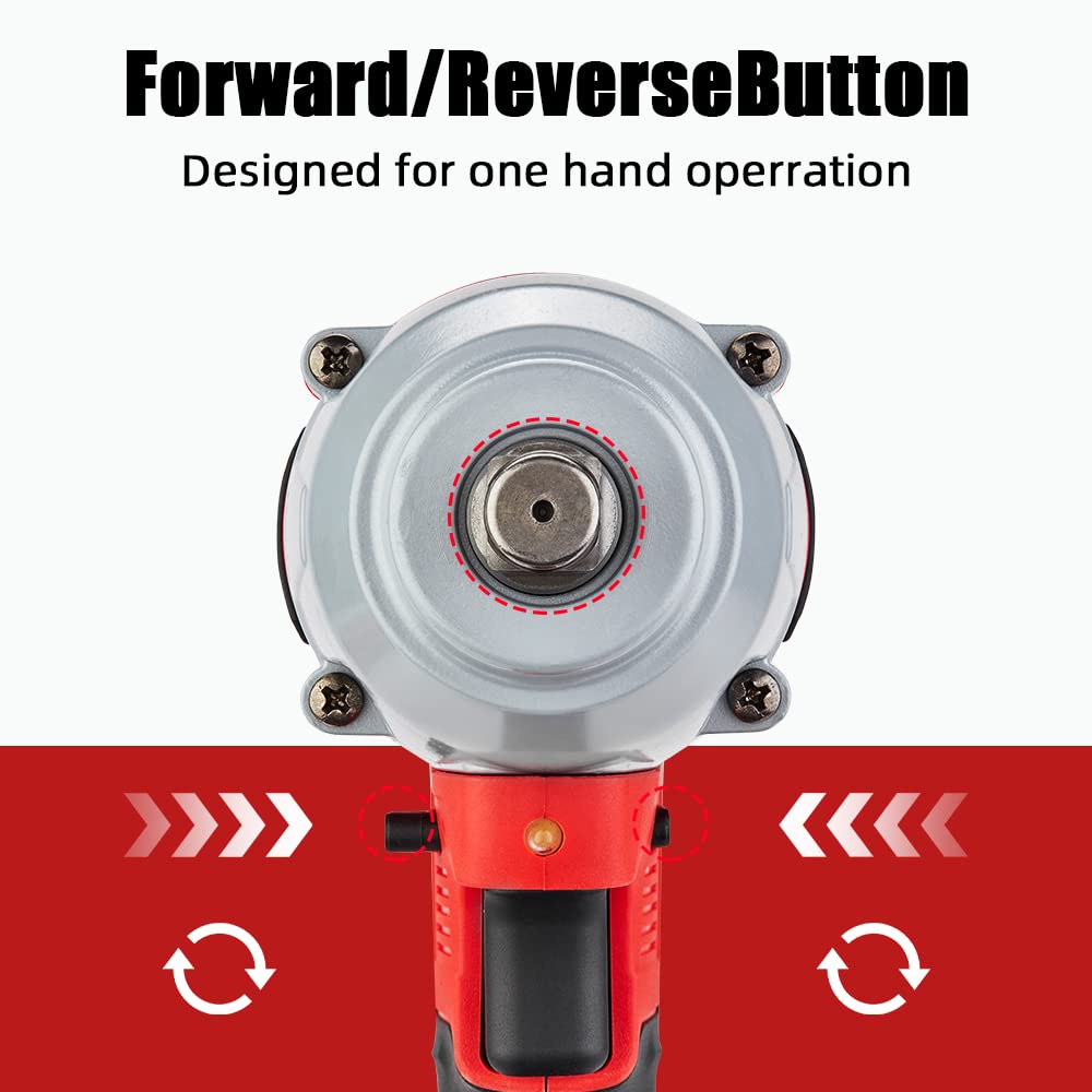 TEENO Avvitatore a Impulsi Brushless,Agli Ioni Di Litio Batterie 2 * 4.0 Ah, 4 Prese a Urti, 1/2 Pollici, 600 N.m (due batterie)