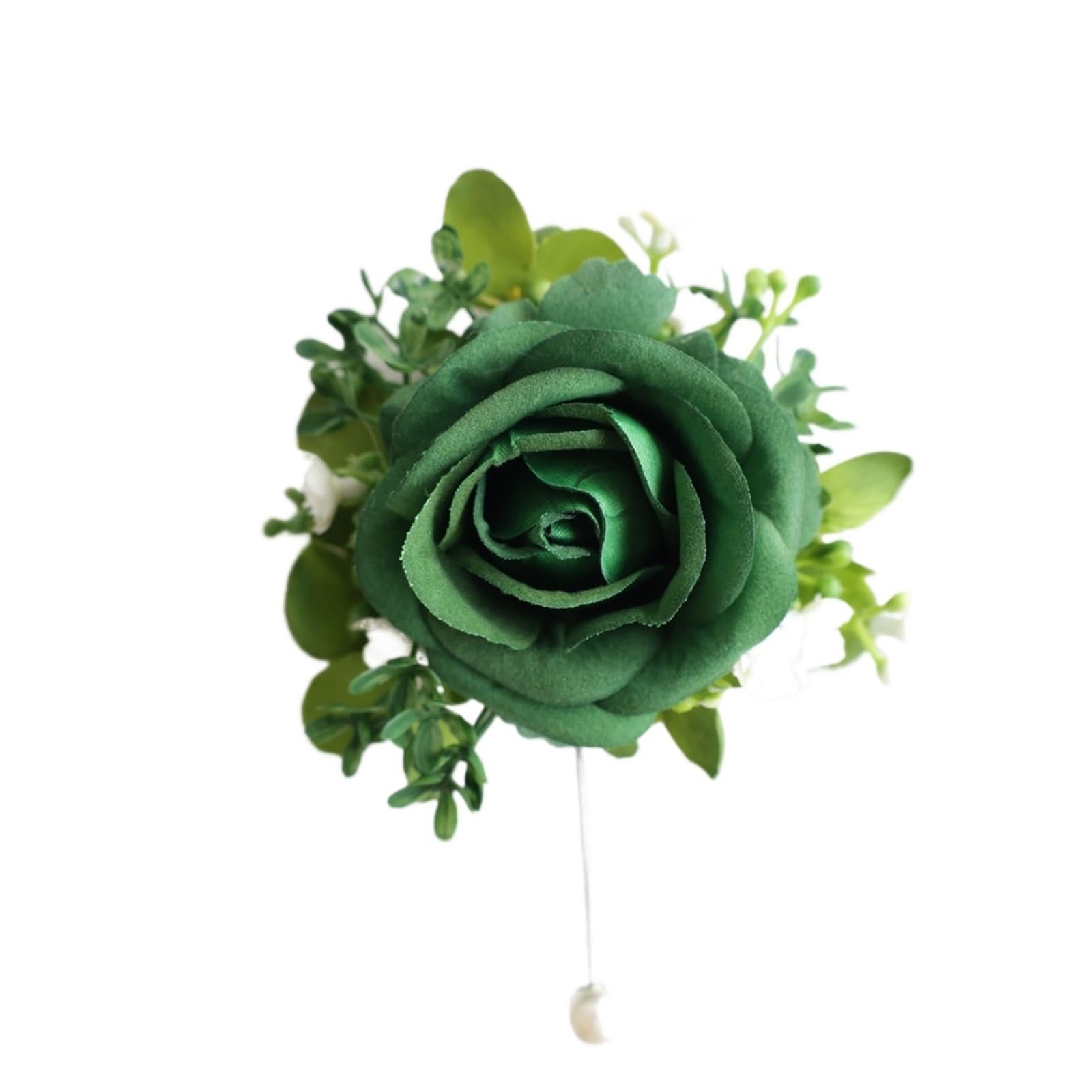 GHHZML Boutonniere Green Rose Wrist Corsage Wristlet Band Bracelet And Men Boutonniere For Wedding Artificial Flower Prom Decorations