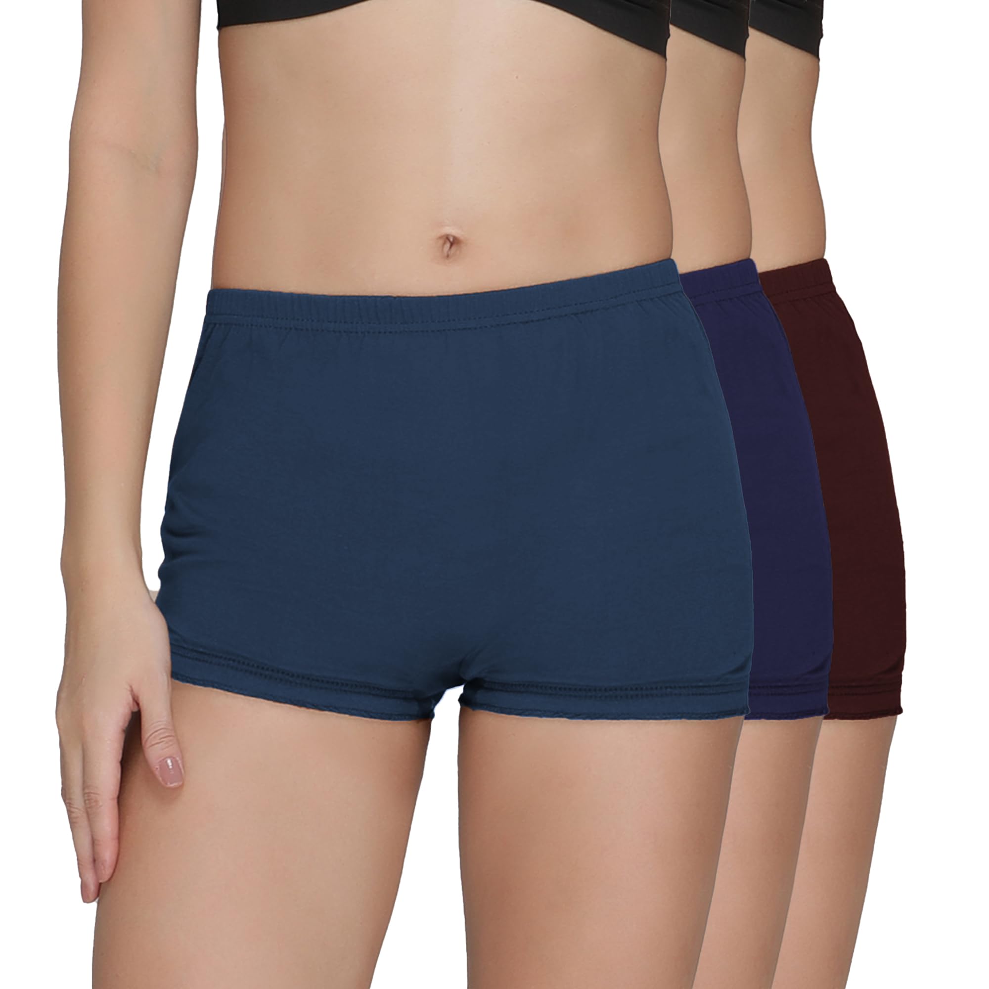 Pack of 3 Pure Cotton Soft Light Weight Solid Women Multicolour Bloomer(Assorted Colours May Vary)-image-22