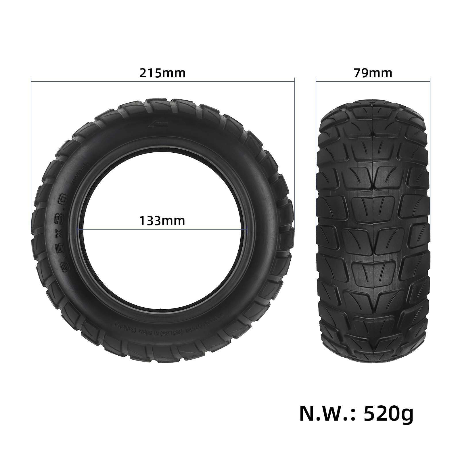 ANSENI Roues tubeless 8,5 x 3 pouces Compatible avec trottinette Kugokirin G2 Pro, Zero 9/Inokim Light 2, Pneu tout-terrain (1 pneu et 1 chambre à air)