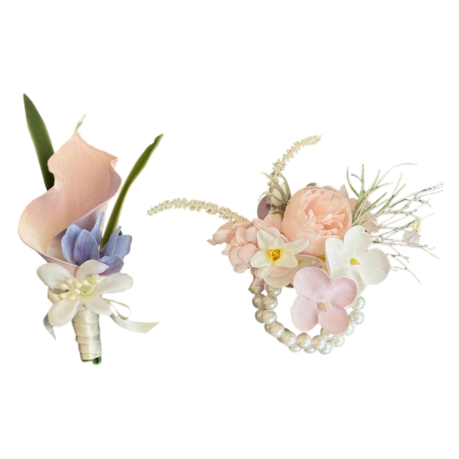 JSGHGDF Calla Corsage Flowers Wrist Flower Boutonnieres for Bridesmaids Groomsmen Parties European Artificial Calla Corsage for Weddings