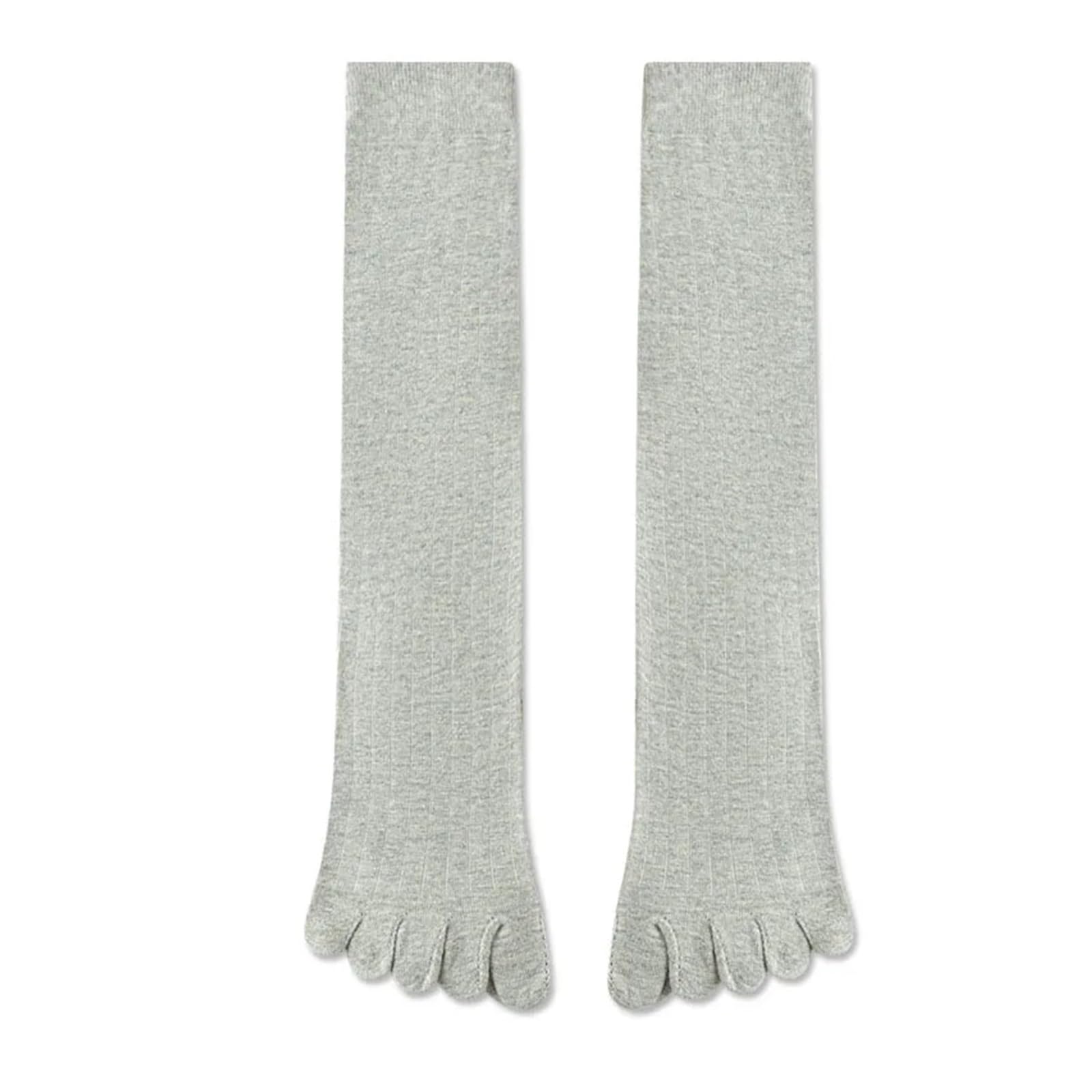 LYHYDMA Toe Socks 3pair Knee High Five Finger Socks For Men Solid Color Striped Calf Split Toe Socks(Light Grey)