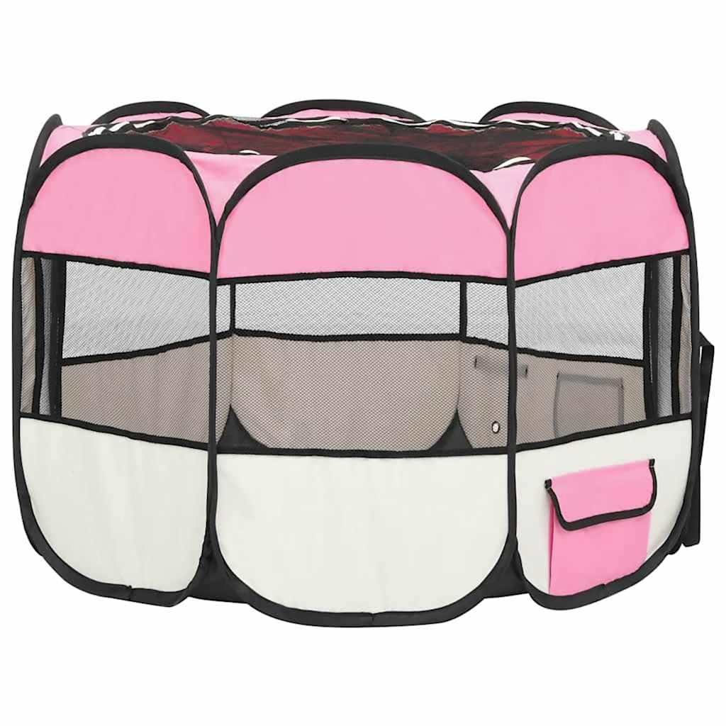 Parque plegable para cachorros con bolsa de transporte, 90 x 90 x 58 cm, marco de metal, red resistente a la intemperie para perreras, recinto libre, protección y seguridad durante el