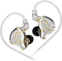 KZ ZS10 Pro IEM Headphone, KZ in Ear Monitor Earbuds Headphone, 4BA 1DD KZ Fone de ouvido multi-driver IEM, fone de ouvido KZ, monitor de palco para cantor guitarrista baterista (dourado, sem