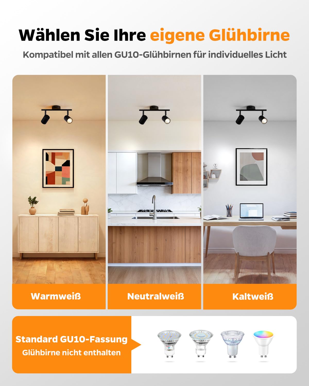 Sanyoung Deckenstrahler LED 2 Flammig, GU10 Deckenlampe Küche Schwarz, Modern Deckenleuchte Strahler, Metall Küchenlampe Wandstrahler Schwenkbar für Schlafzimmer Flur Büro, Ohne Leuchtmittel