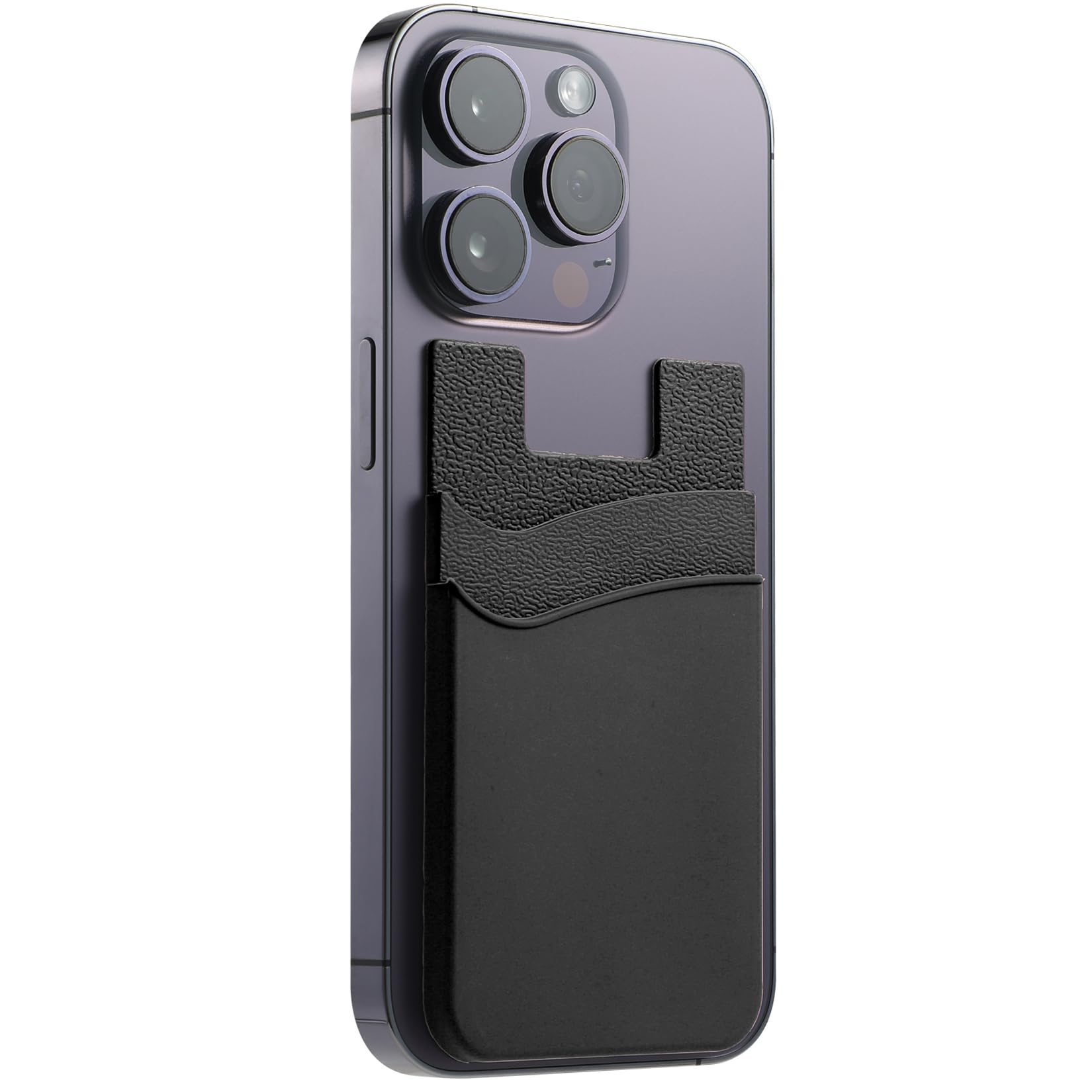 Phone Card Holder Silicone Wallet, Stick-on ID Credit Card Double Pockets for Smartphones iPhone/Android/Samsung Galaxy Black-image-40