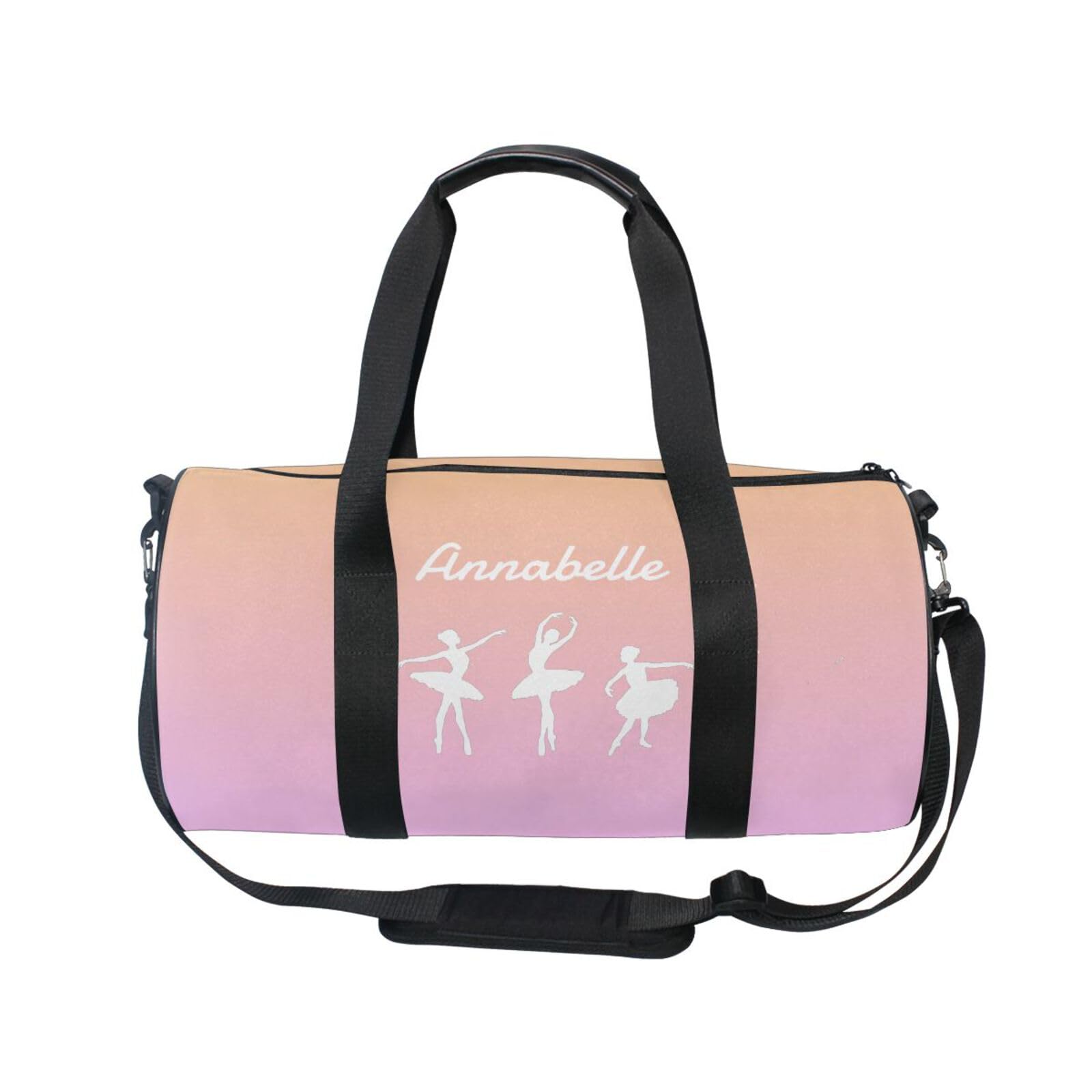 Personalized Dance Bag Gym Bag for Girl, Color Pink Custom Sport Duffel Bag Weekender Bags Travel Duffel Bag Gymnastics