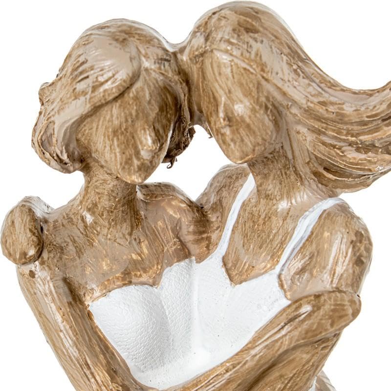 DRW Figurine d'amis en résine Blanche et Beige 14 x 7,5 x 25 cm