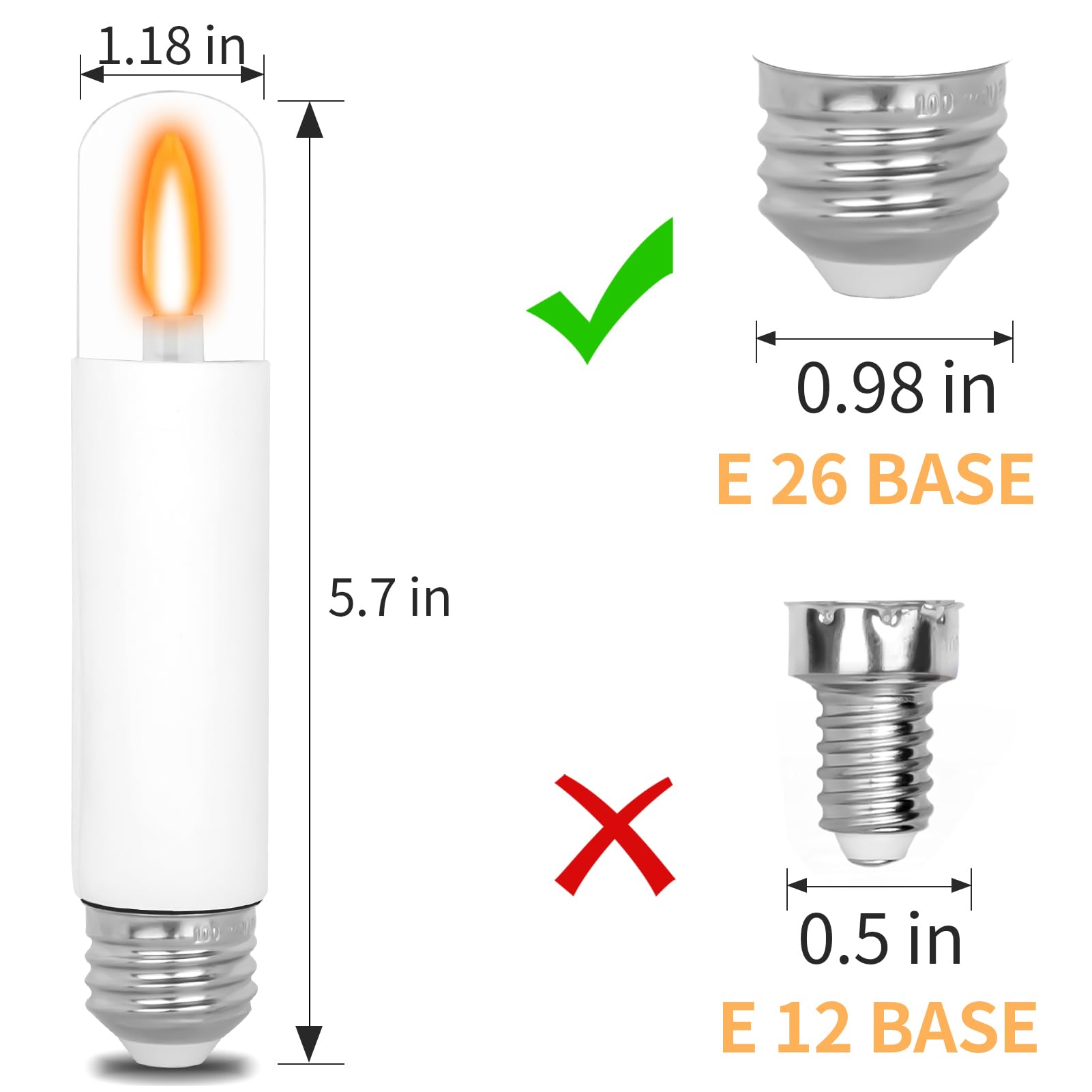 HEWA-Tech T9 LED-Flammeneffekt-Glühbirnen, 2 Lichtmodi, flackernde Glühbirnen, E26 LED-Leuchtmittel für Halloween, Weihnachten, Party, Terrasse, Veranda, Zuhause, Innen- und Außendekorationen (6 Stück