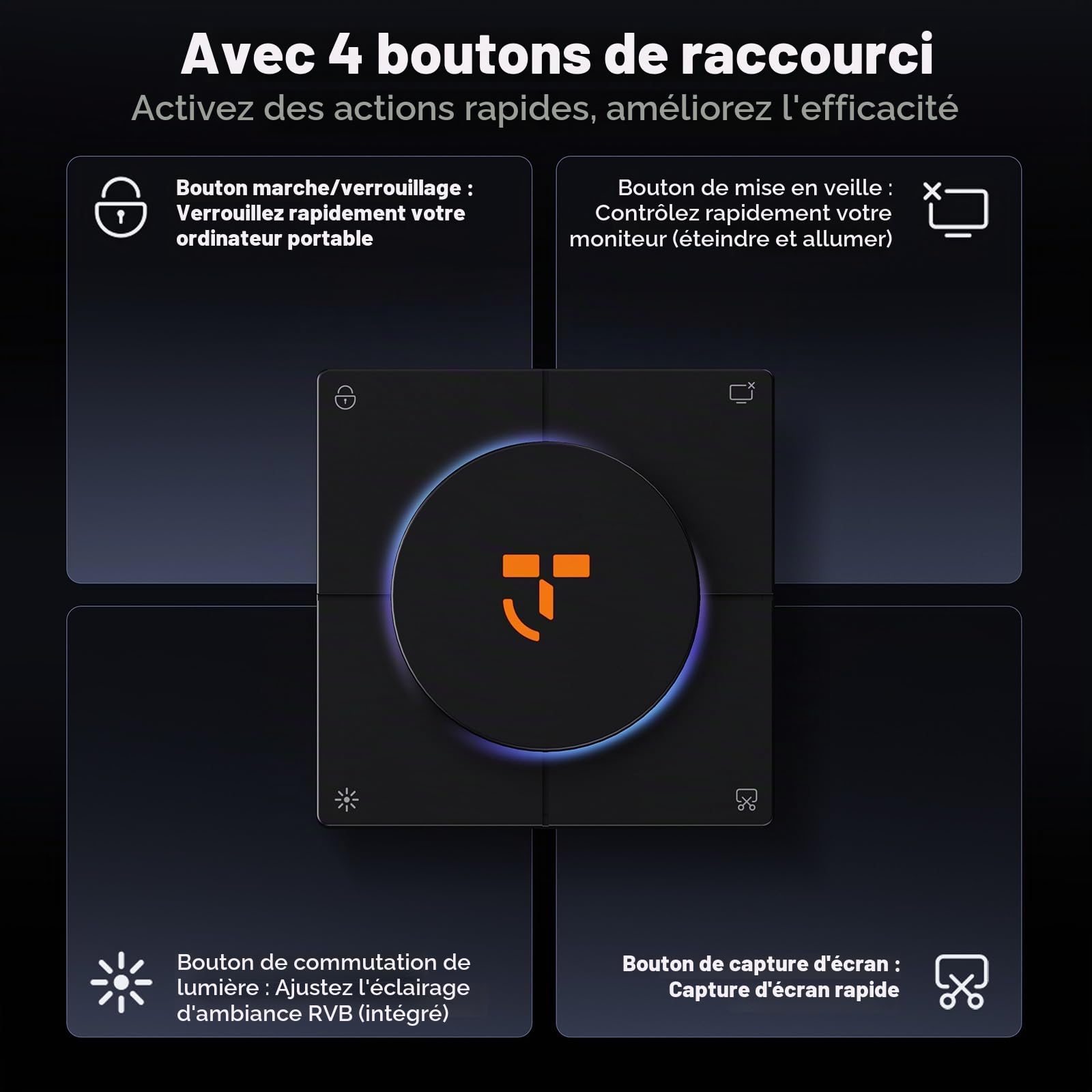 TobenONE Hub USB C 10 en 1 avec touches de raccourci, bouton de volume, HDMI 4K | 100W PD, 3 USB, Ethernet, audio, SD/microSD, station d'accueil pour ordinateur portable MacBook, Windows, Chrome, iPad