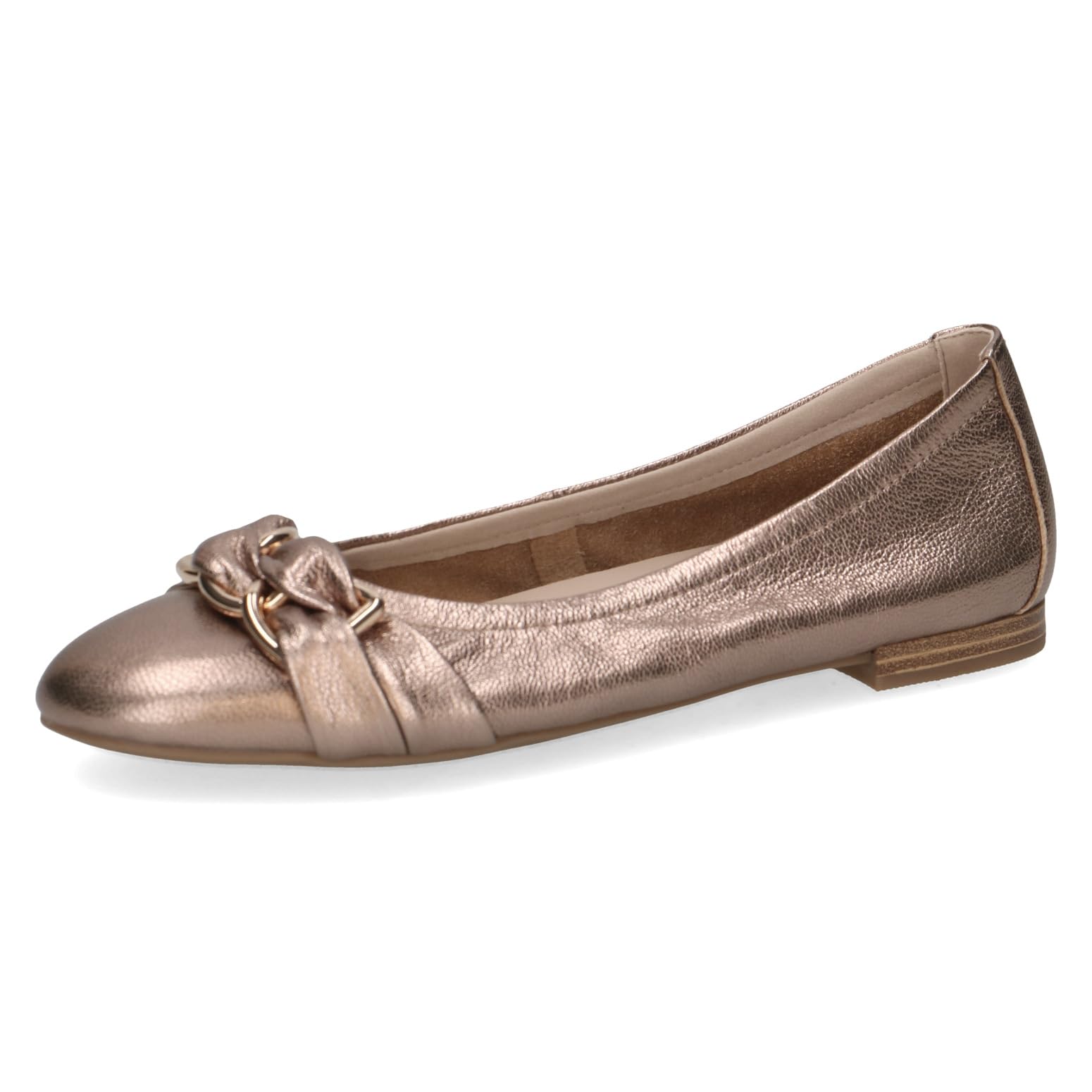 CAPRICE Women's Ballet Flats in Leather, Brown (Taupe Metallic), 4 UK