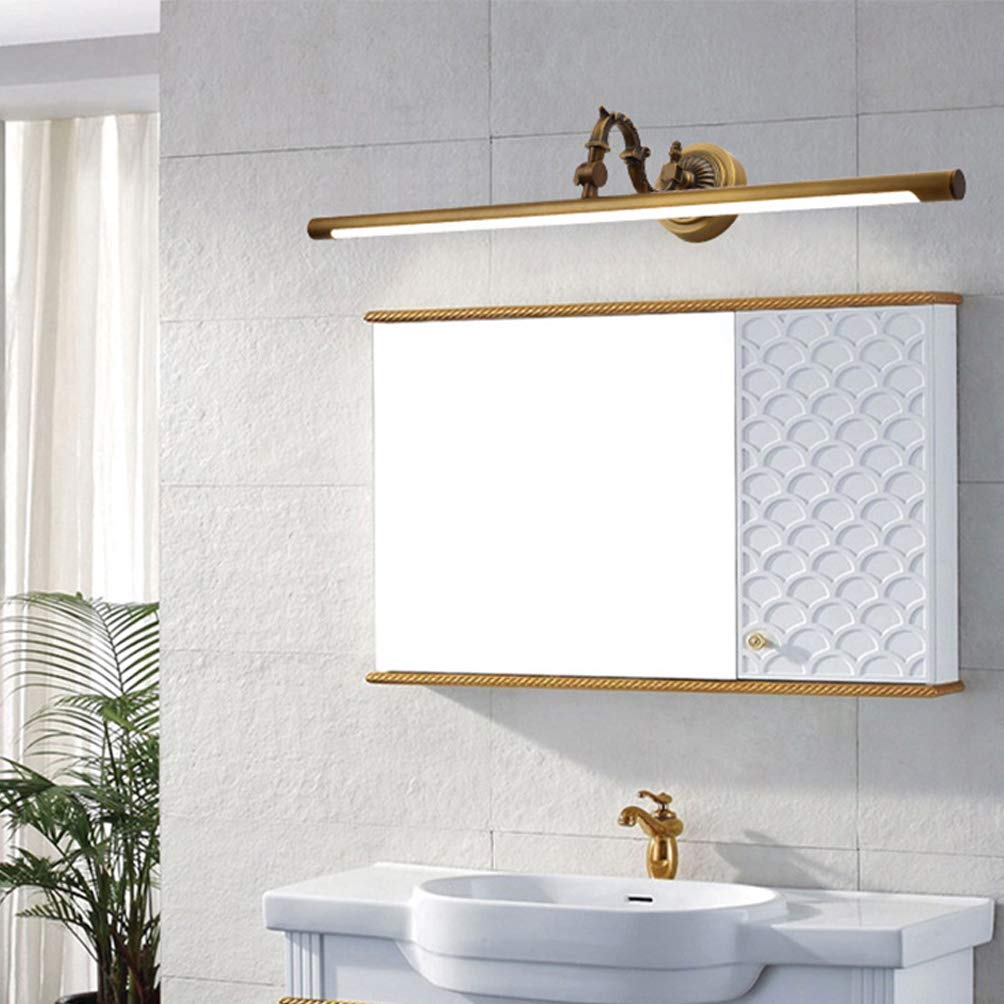 ACMHNC LED Spiegellampe Badezimmer Vintage,Retro Badlampe Spiegelleuchte Messing Antik Schminklicht Bad Wandleuchte Wasserdicht Make-Up Licht Für Spiegel Schminktisch,Einstellbare Winkel,4000K,45CM