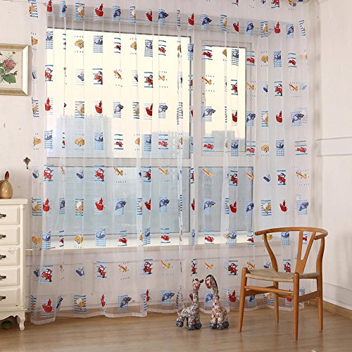 Rideaux pour enfants Everpert, motif voitures, voilage transparent pour porte, fenêtre de chambre