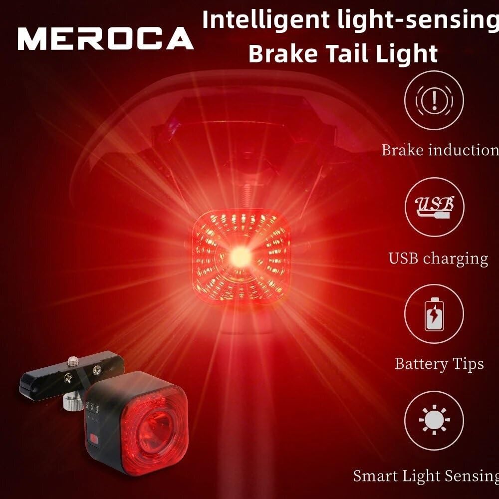 XC02 Smart Bike Fanale Posteriore 100LM LED Luminosità 500mAh Batteria IPX6 Impermeabile Luce di Avvertimento Della Bicicletta per Bici Elettriche Mountain Bike