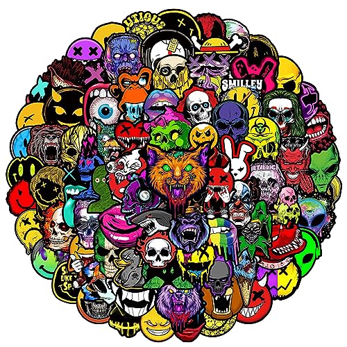 100pcs Skull Stickers, Personality Cool Grimace Vinyl Waterproof Skull Decals for Laptop Skateboard Water Bottles, Teens and Adults