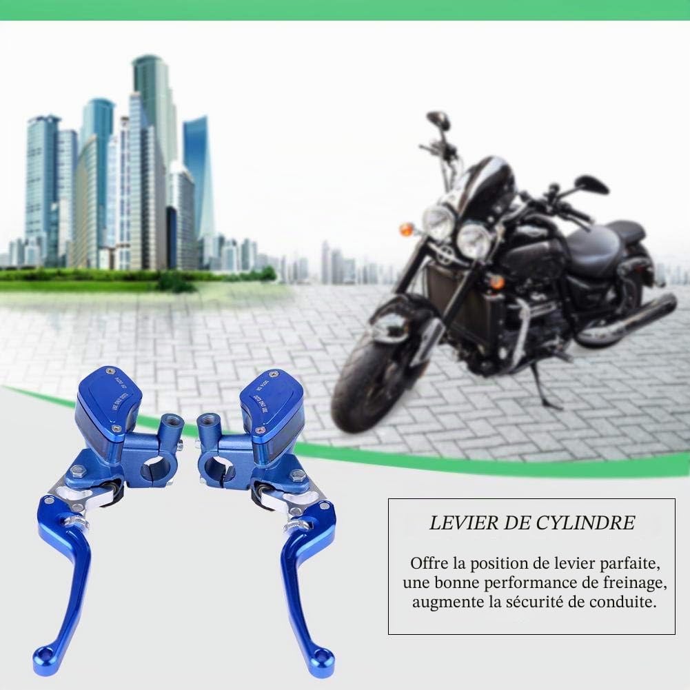 Duokon Paire de pompe de frein hydraulique, 1 paire 22mm Maître-cylindre de Frein,Levier de Maître-cylindre D'embrayage,Ajustable Pompe de Frein Hydraulique de moto (Bleu)