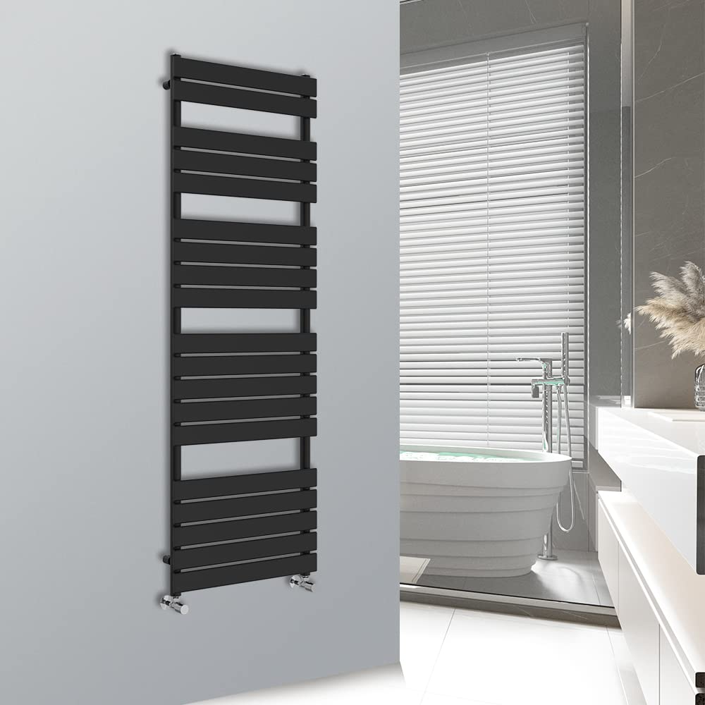 Warmehaus Black 1800x600mm Flat Panel Heated Towel Rail 68mm
