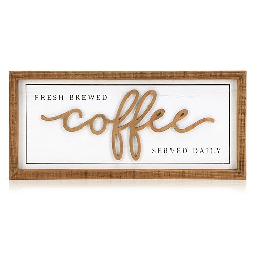 NIKKY HOME Farmhouse Coffee Signs For Bar, Vintage Wood Coffee