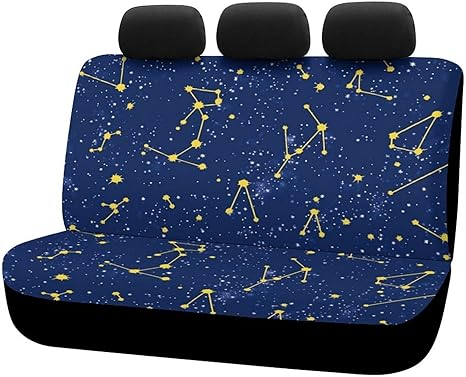 Car Rear Bench Seat Cover Zodiac Sign Blue Car Seat Cover Back Seat for Car Backseat Cover Protector Universal Fit Most Car Truck Vans SUVs Sedan 2 Pcs