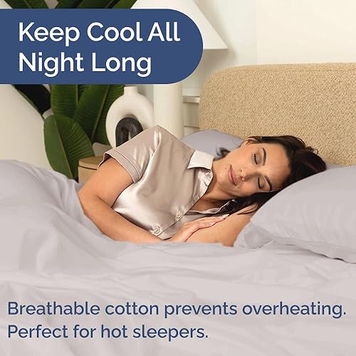 Miniatura 4 de Sábanas de 100 % algodón satinado de 400 hilos, sedoso y suave, para colchón alto, tamaño individual XL