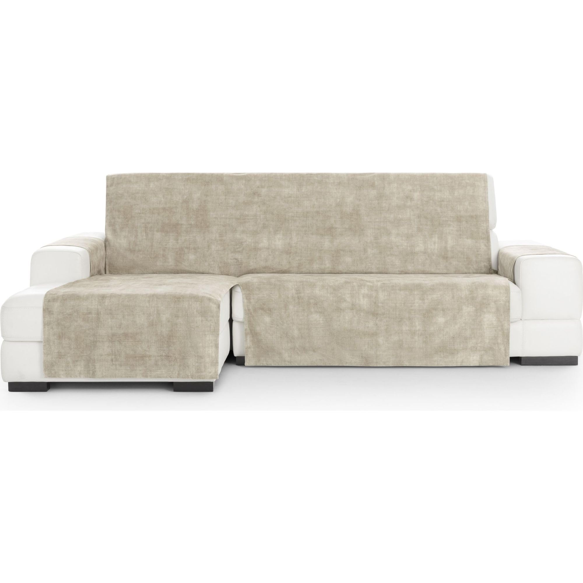 ECOMMERC3 Chaiselong Extra Left Universal and Versatile Sofa Cover – Chaiselong Sofa Cover Ecru Protector Easy to Install for Back, Seat and Arms
